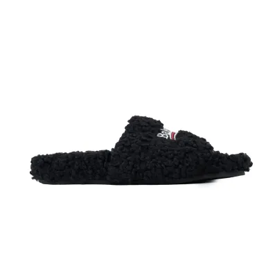 【Top PK Version】Balenciaga Black Furry Slides 02