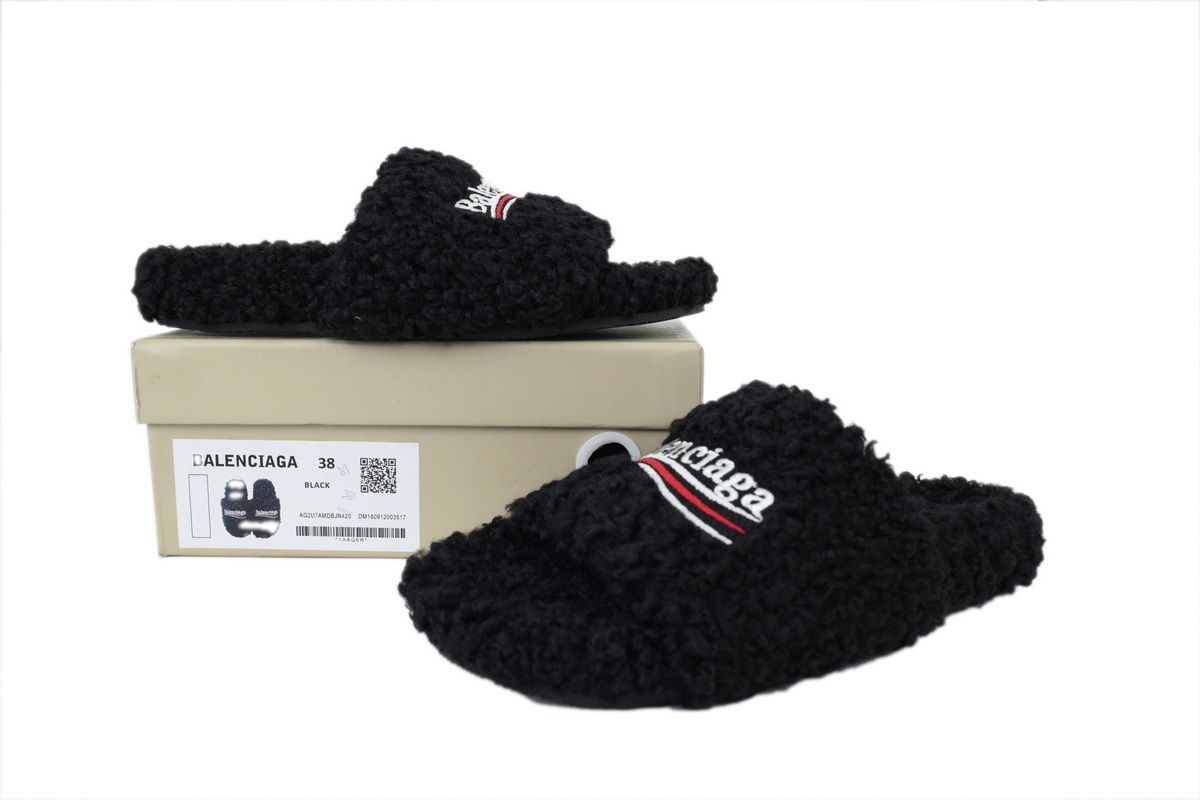 【Top PK Version】Balenciaga Black Furry Slides