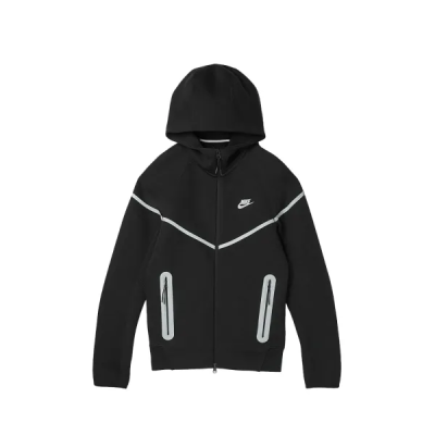 Nike Sportswear Tech Fleece Full Zip Hoodie & Joggers Reflective Details Set Black Bemis Silver 01