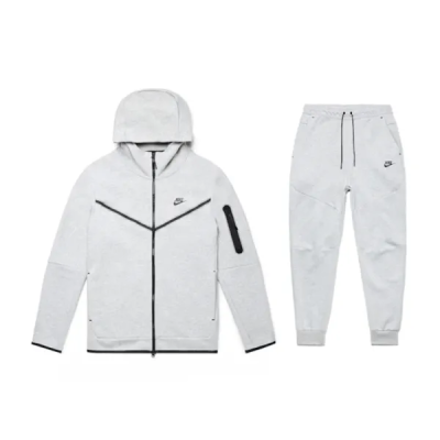 Nike Sportswear Tech Fleece Full Zip Hoodie & Joggers Set Light Heather Gray 01