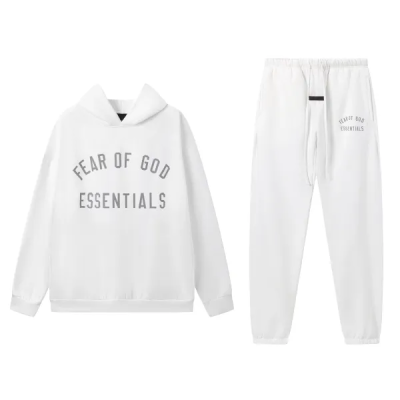 Fear of God Essentials Fleece II Hoodie & Sweatpant Set FG320#949 White 01