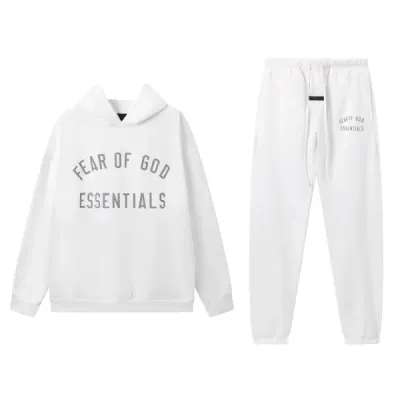 Fear of God Essentials Fleece II Hoodie & Sweatpant Set FG320#949 White 01