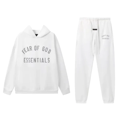 Fear of God Essentials Fleece II Hoodie & Sweatpant Set FG320#949 White 01