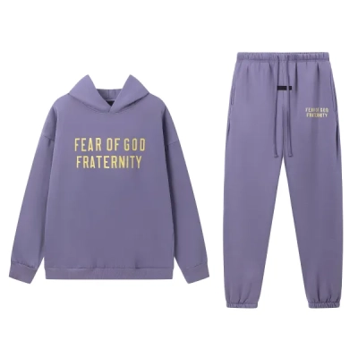 Fear of God Essentials Heavy Fleece Hoodie & Sweatpant Set FG319#947 Lavender 01