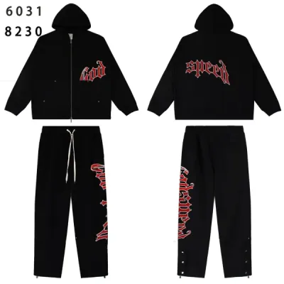 Godspeed OG Logo Black Sweatsuit G6031-8230 Red Letter Print 01