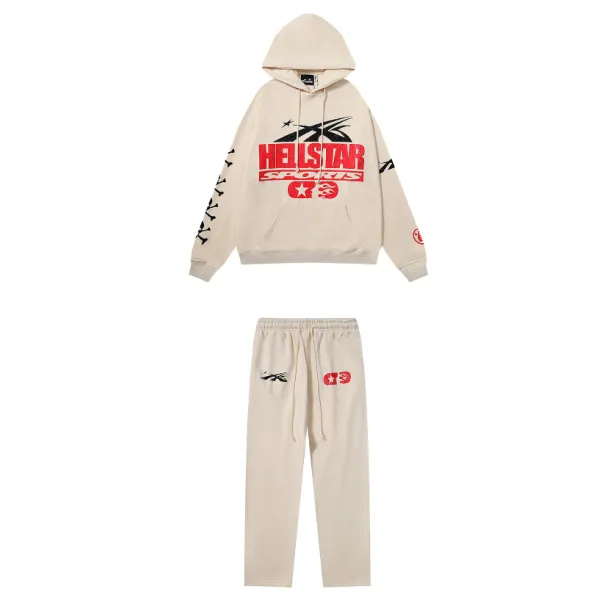 Hellstar If You Dont Like Us Beat Us Hoodie & Sweatpants Set #2222-2322 Apricot