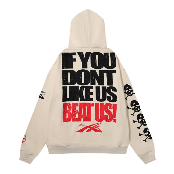 Hellstar If You Dont Like Us Beat Us Hoodie & Sweatpants Set #2222-2322 Apricot