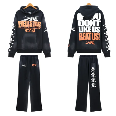 Hellstar If You Dont Like Us Beat Us Hoodie & Sweatpants Set #5653-8175 Black 01