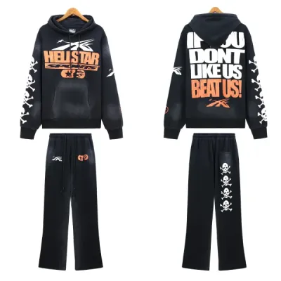 Hellstar If You Dont Like Us Beat Us Hoodie & Sweatpants Set #5653-8175 Black 01