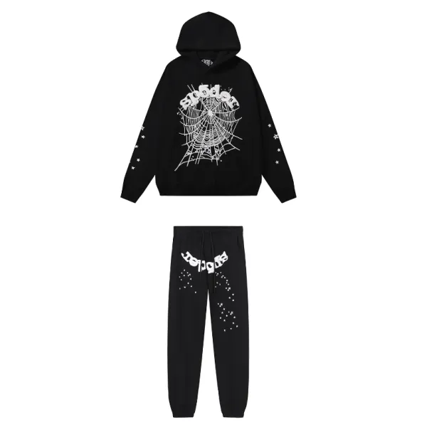 Sp5der OG Web Hoodie & Sweatpant Set Black