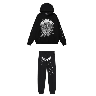 Sp5der OG Web Hoodie & Sweatpant Set Black 01