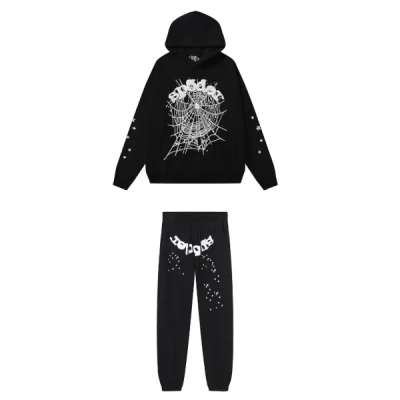 Sp5der OG Web Hoodie & Sweatpant Set Black 01