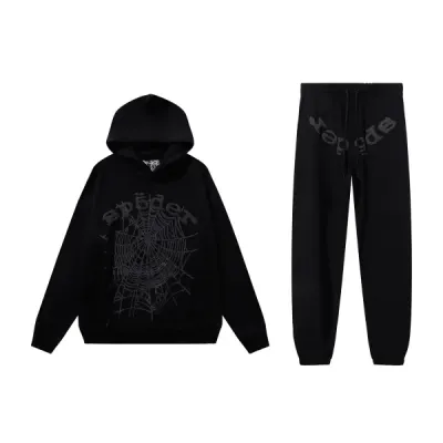 Sp5der Phantom Web Hoodie & Sweatpant Set Black 01