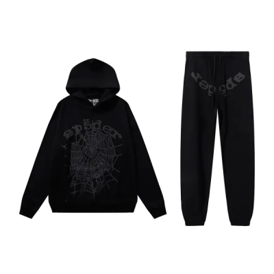 Sp5der Phantom Web Hoodie & Sweatpant Set Black 01