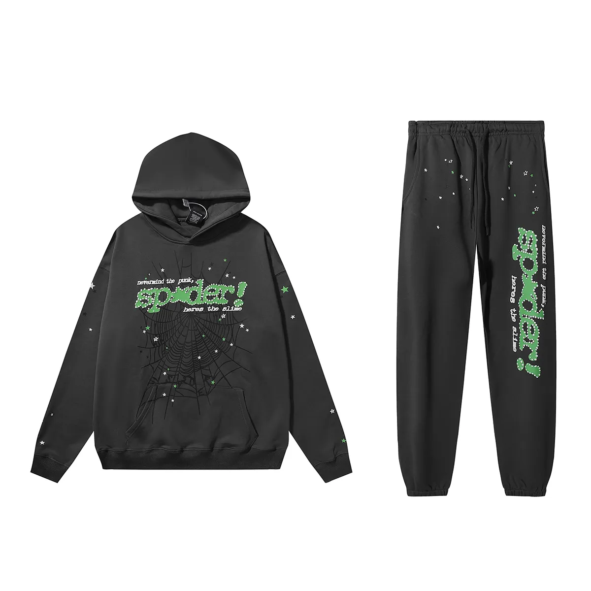 Sp5der Punk V2 Hoodie & Sweatpant Set Slate Grey