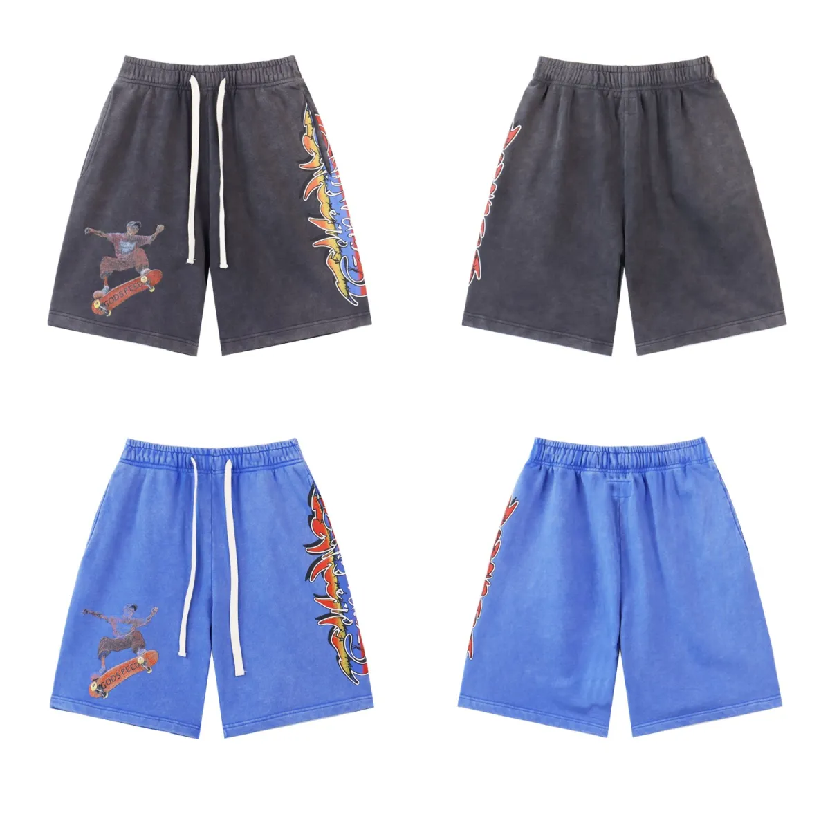 Godspeed Sweat Shorts #8773 Black/Blue