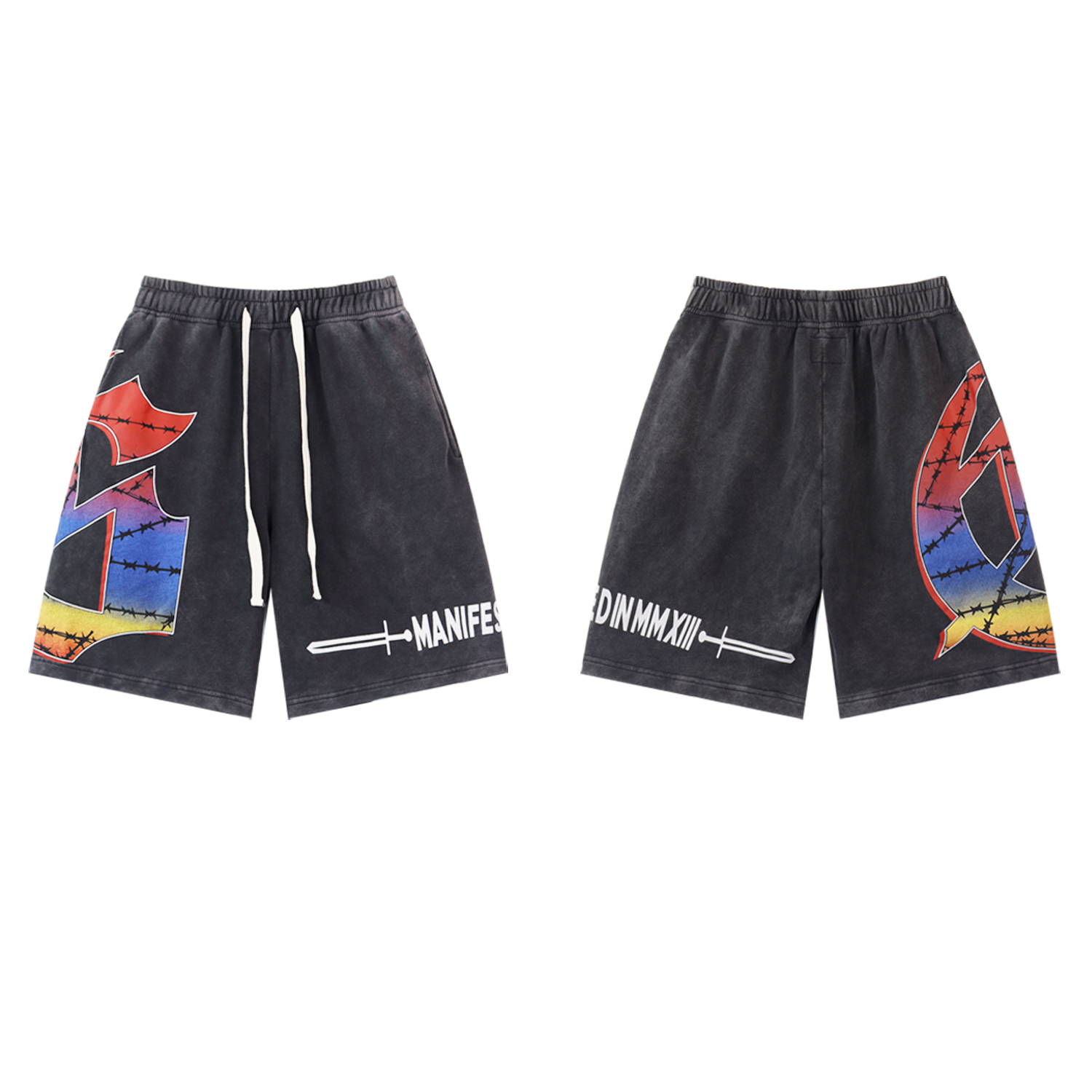 Godspeed Sweat Shorts #8775 Black/Blue/Pink