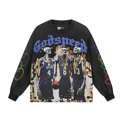 Godspeed Dream Team Long Sleeve T-shirt #1106 Black Wash 01