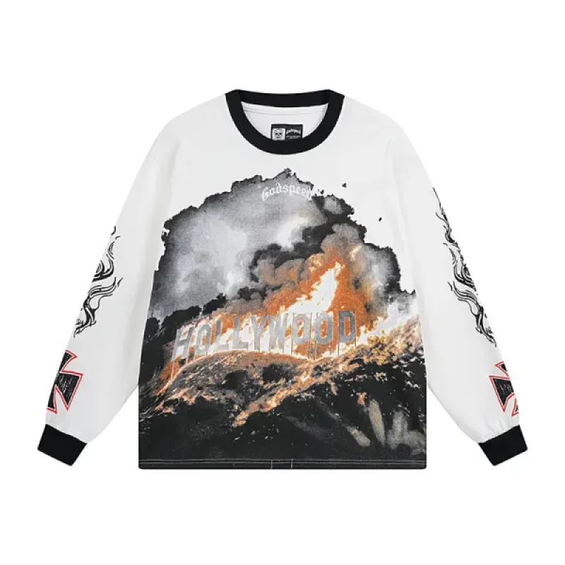 Godspeed Hollywood Thermal Long Sleeve T-shirt #3107 White/Apricot
