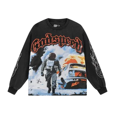 Godspeed Khaos Long Sleeve T-Shirt #1098 Black Wash 01