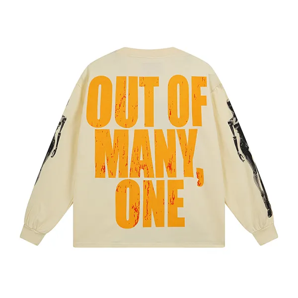 Godspeed Robot Skulls Long Sleeve T-shirt #3096 White/Apricot