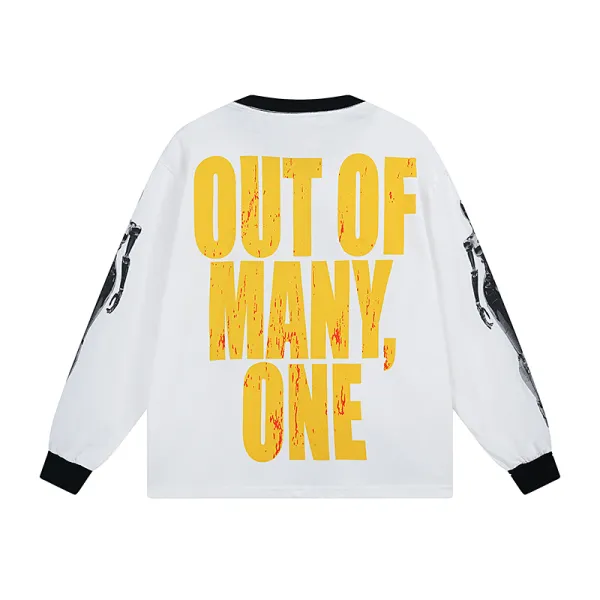 Godspeed Robot Skulls Long Sleeve T-shirt #3096 White/Apricot