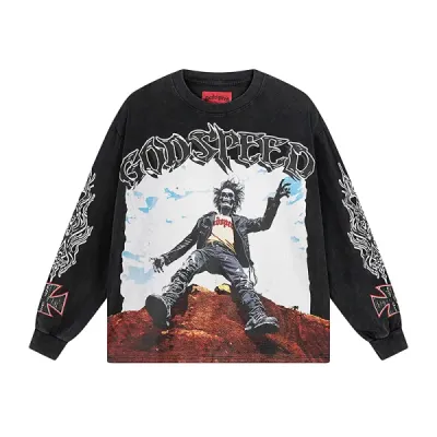 Godspeed Rocker Layered Long Sleeve T-shirt #1103 Black Wash 01