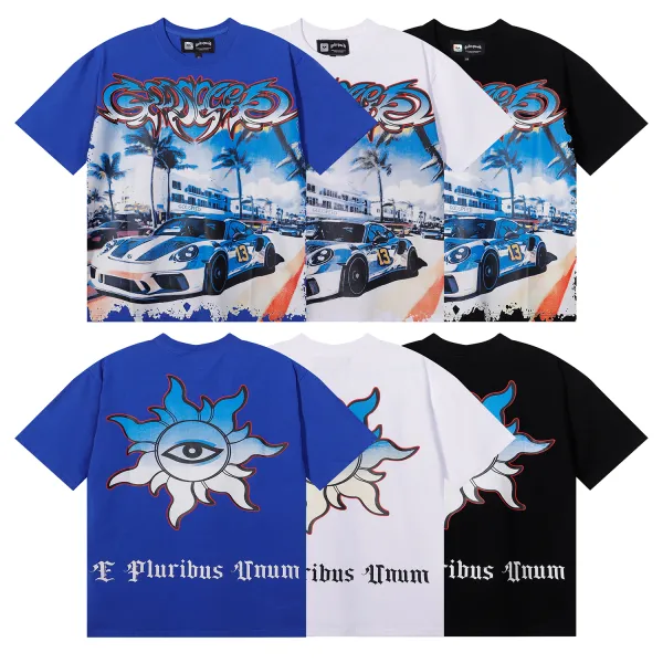Godspeed Supercar Beach Road T-Shirt #7075 Blue/White/Black