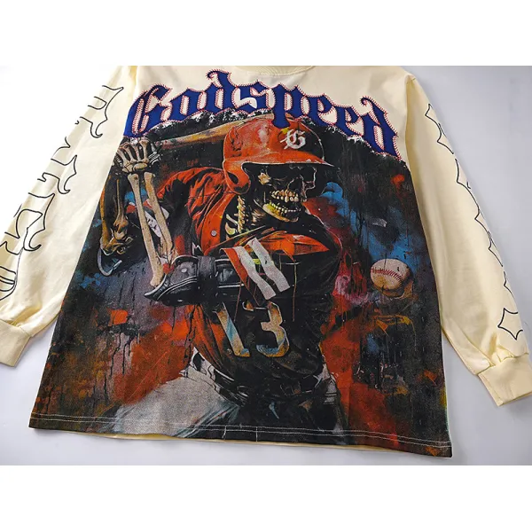 Godspeed Rock Baseball Skeleton Long Sleeve T-shirt Bone #3159