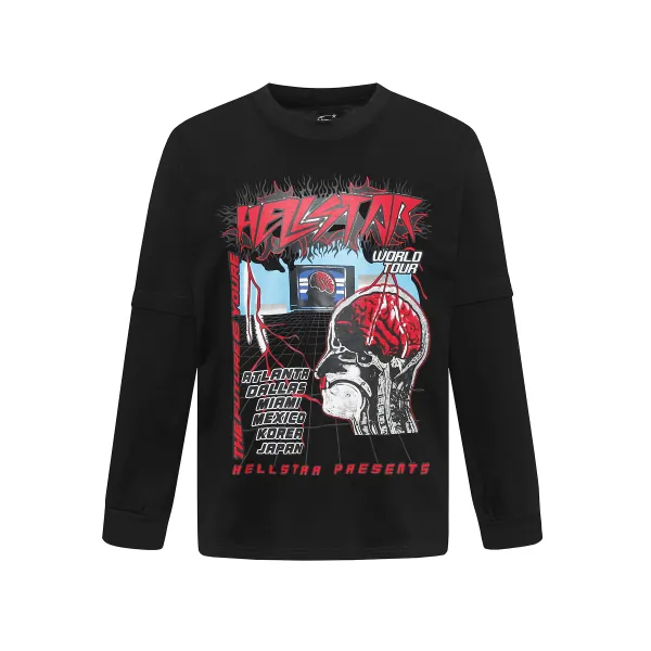 Hellstar ‘Brain’ Long-Sleeve T-Shirt D3236 Black/White