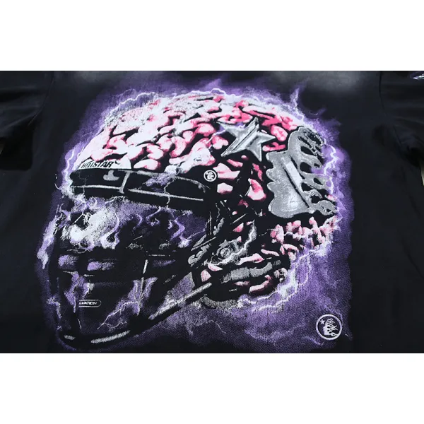 Hellstar 'Powered By The Star' Long-Sleeve T-Shirt #651 Black Purple