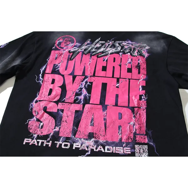 Hellstar 'Powered By The Star' Long-Sleeve T-Shirt #651 Black Purple