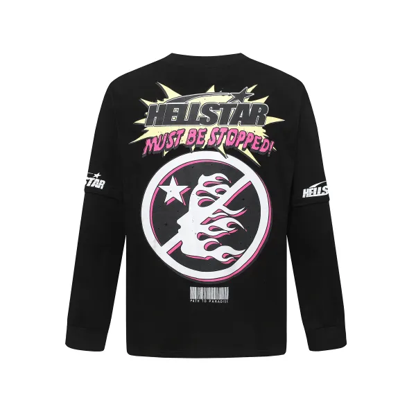Hellstar Breaking News Long-Sleeve T-Shirt D3232 Black/White