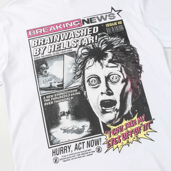 Hellstar Breaking News Long-Sleeve T-Shirt D3232 Black/White