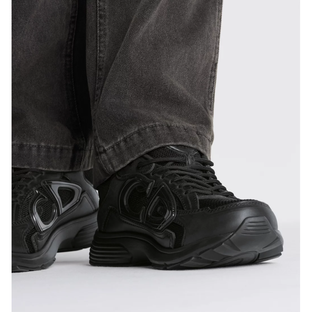 B30 Countdown Sneaker Black Smooth Calfskin and Black Technical Mesh 3SN279AAD_H900