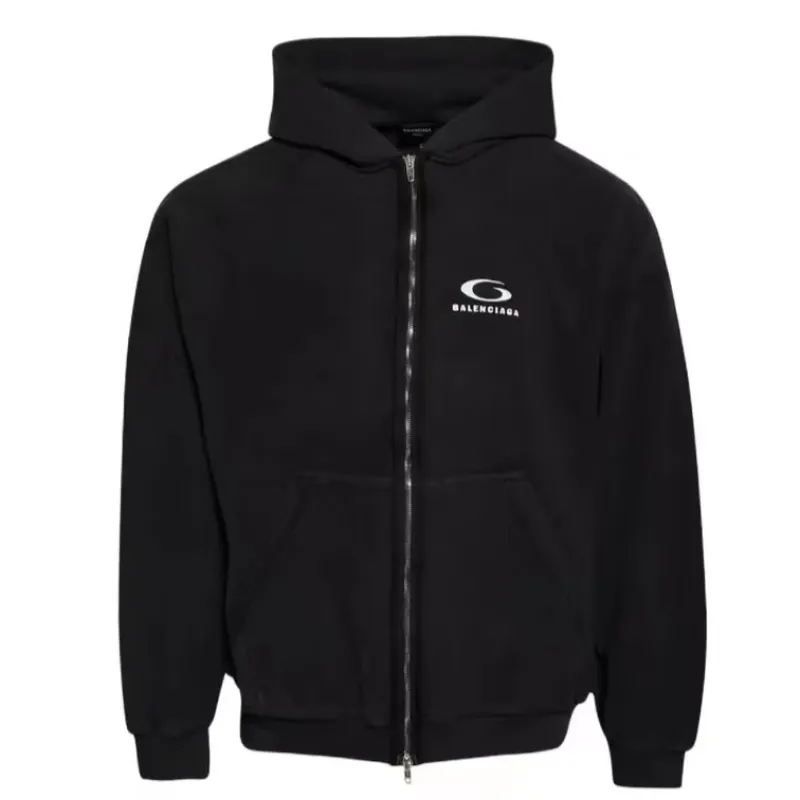 BALENCIAGA Black Inside Out Loop Sports Icon Zip Hoodie
