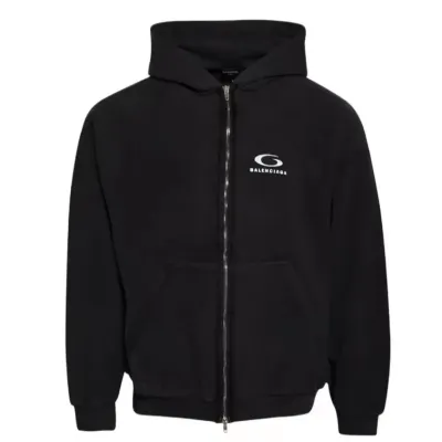 BALENCIAGA Black Inside Out Loop Sports Icon Zip Hoodie 01