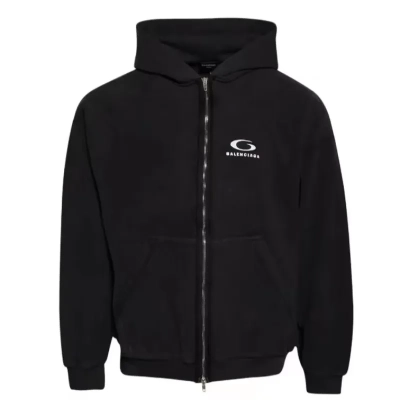 BALENCIAGA Black Inside Out Loop Sports Icon Zip Hoodie 01