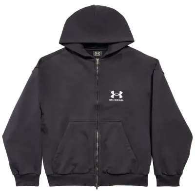 Balenciaga x Under Armour Zip Up Hoodie 'Black/White' 01