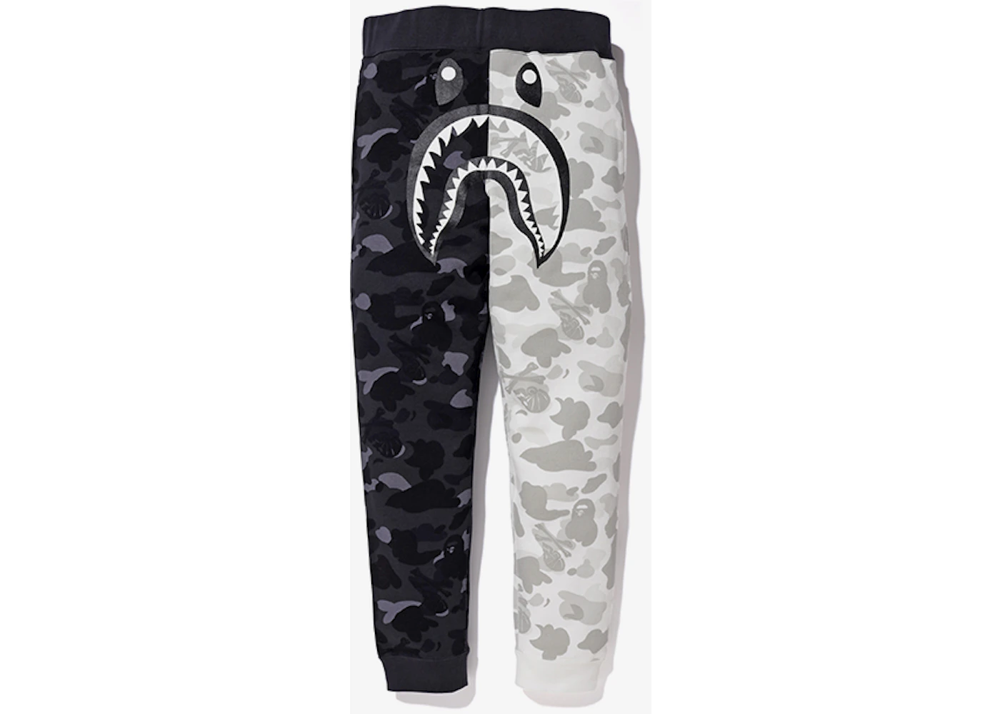 BAPE x Neighborhood Split Camo Shark Sweatpants Black/White