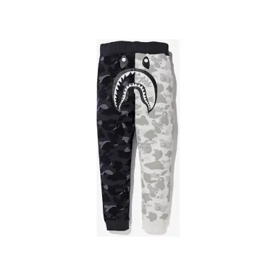 BAPE x Neighborhood Split Camo Shark Sweatpants Black/White 01