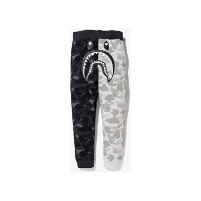BAPE x Neighborhood Split Camo Shark Sweatpants Black/White 01