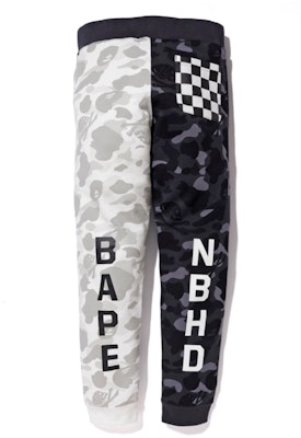 BAPE x Neighborhood Split Camo Shark Sweatpants Black/White