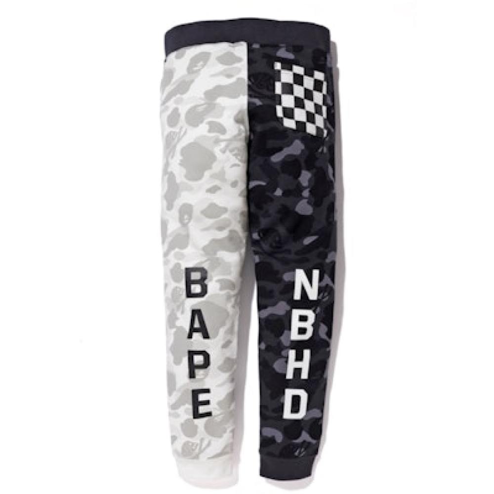 BAPE x Neighborhood Split Camo Shark Sweatpants Black/White