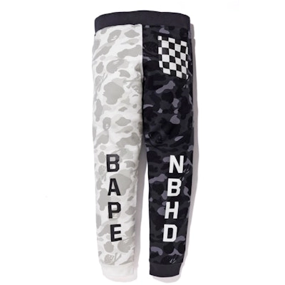 BAPE x Neighborhood Split Camo Shark Sweatpants Black/White 02