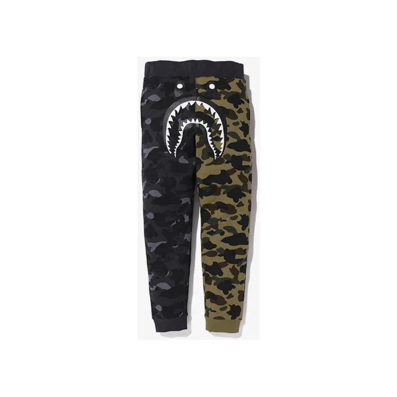 BAPE x Neighborhood Split Camo Shark Sweatpants Black/Green