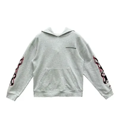 Chrome Hearts x Matty Boy Flames Hoodie 'Heather Grey' 01