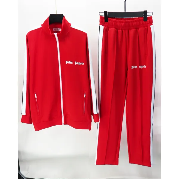 Palm Angels Zip-Up Classic Track Jacket & Pants Set Red