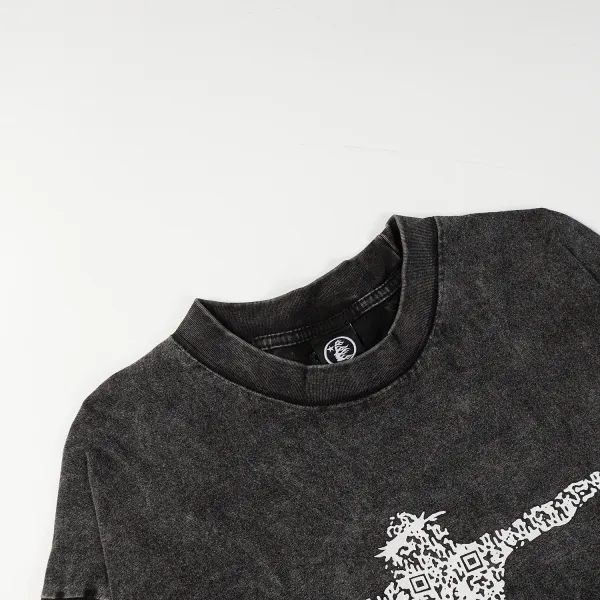 Hellstar Christ Long-Sleeve Washed Black T-Shirt D3102 Old Brick Red