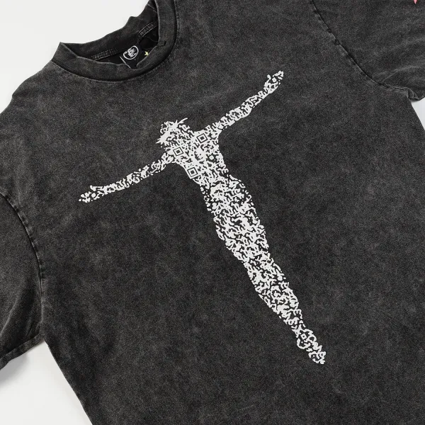 Hellstar Christ Long-Sleeve Washed Black T-Shirt D3102 Old Brick Red